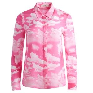 Alice And Olivia Willa Point Collar Silk ☁️💕CLOUD SURFING💕☁️ top XS